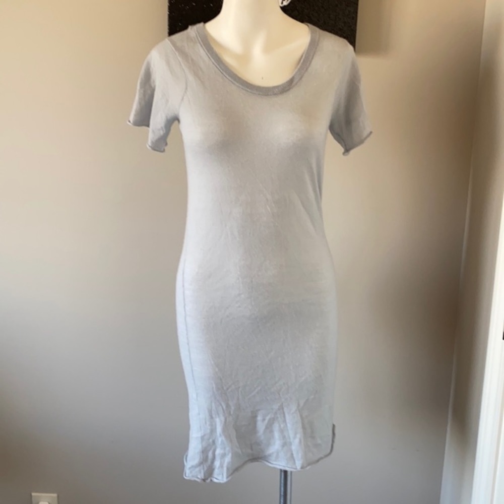 VINCE Grey Tshirt Dress Melange Stretch Cotton Crewneck Size Large - Picture 2 of 7